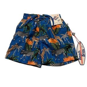Beach Bros. Tropical Blue Animals Swim Trunk 2T NWT